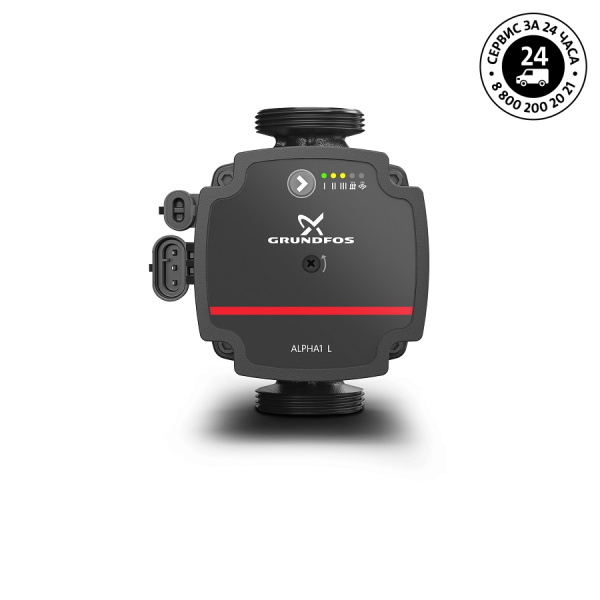 Циркуляционный насос ALPHA1 L 15-60 130, 1x230 В, 50 Гц, 4-45 Вт, вход/выход G 1” PN10, монтажная длина L=130 мм, корпус-чугун, колесо-композит, Grundfos
