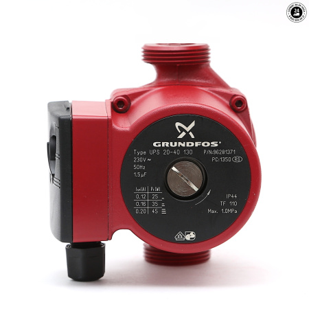 Одинарный циркуляционный насос UPS 20-40 130, 1x230 В, 50 Гц, 25/35/45 Вт, вход/выход G 1 1/4" PN10, монтажная длина L=130 мм, корпус-чугун, колесо-композит, Grundfos